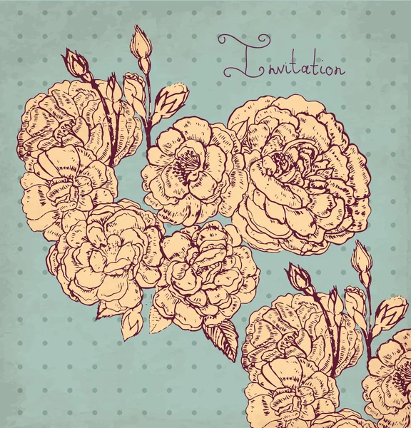 Illustration vintage vectorielle dessinée à la main avec roses — Image vectorielle