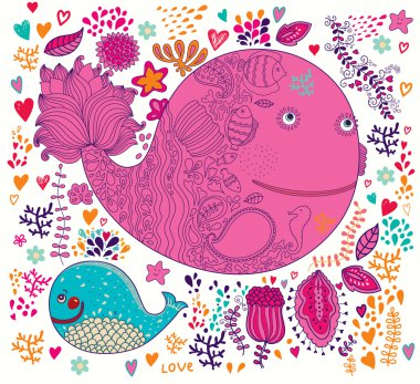 Balinalar ile vektör çizim