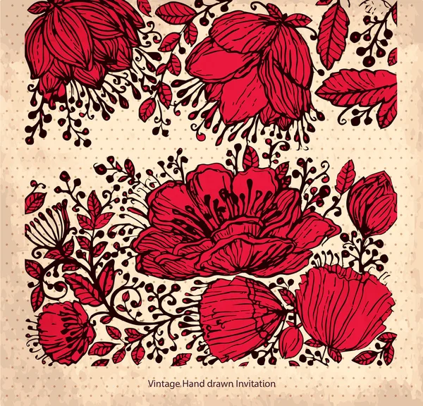 Vector detailed floral pattern with flowers — Stock Vector