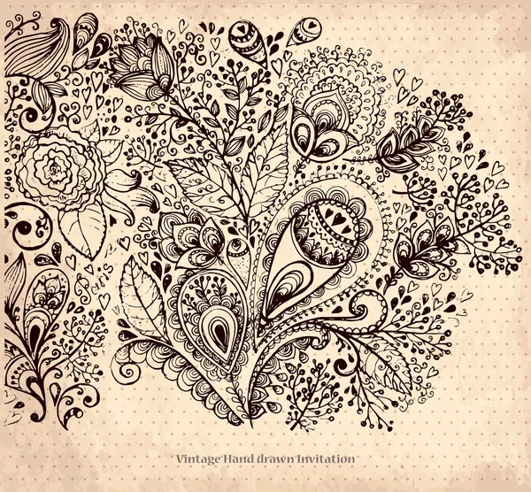 Illustration vintage vectorielle dessinée à la main avec fleurs — Image vectorielle