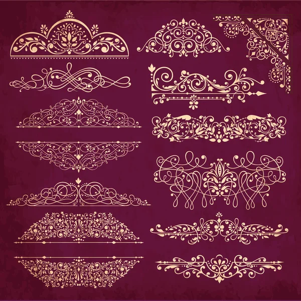 Detaylı vintage sınırları, süs ve dekorasyon unsurları vektör toplama