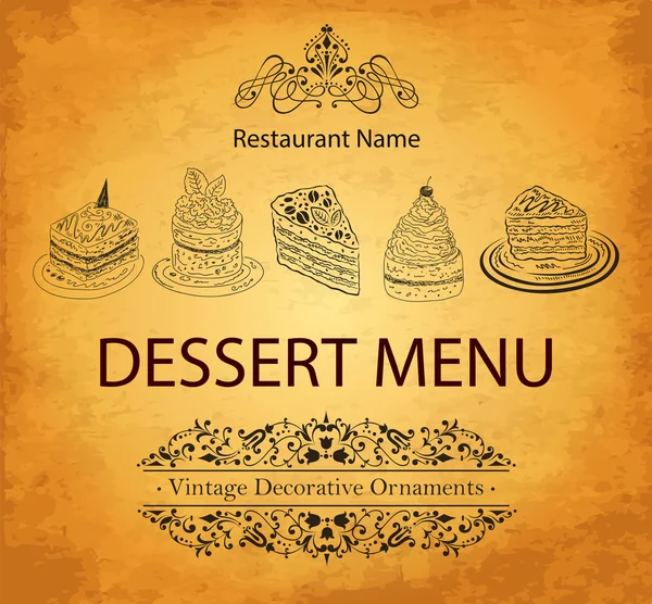 Menu de desserts design pour restaurant — Image vectorielle