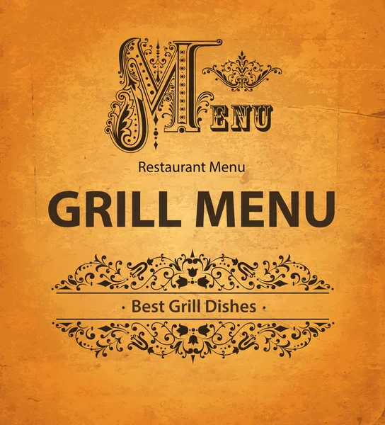 Grill design del menu — Vettoriale Stock