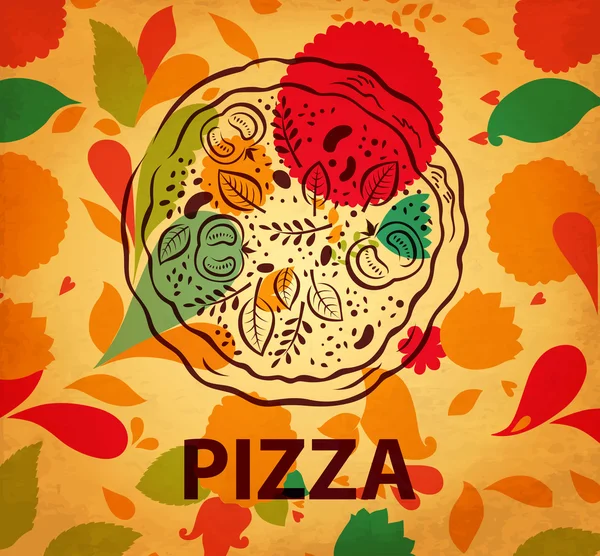 Menu desain pizza - Stok Vektor