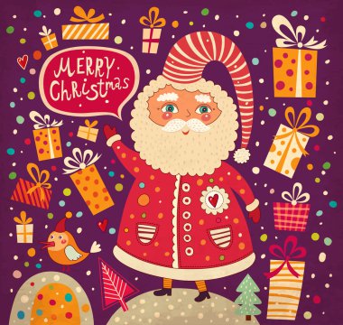 komik Noel Baba ile Noel vektör çizim