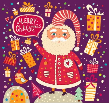 komik Noel Baba ile Noel vektör çizim
