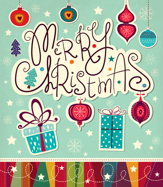 Merry Christmas and Happy New Year card with gift boxes