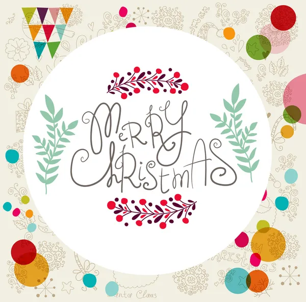 Merry Christmas holiday elements, vintage card — Stock Vector