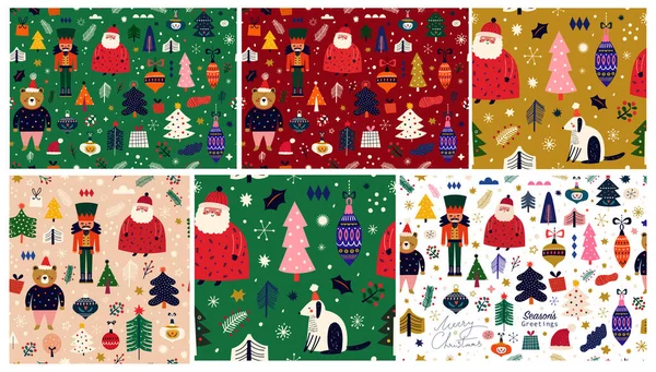 Kerstvakantie Elementen Collectie Kleurrijke Vector Illustratie — Stockvector