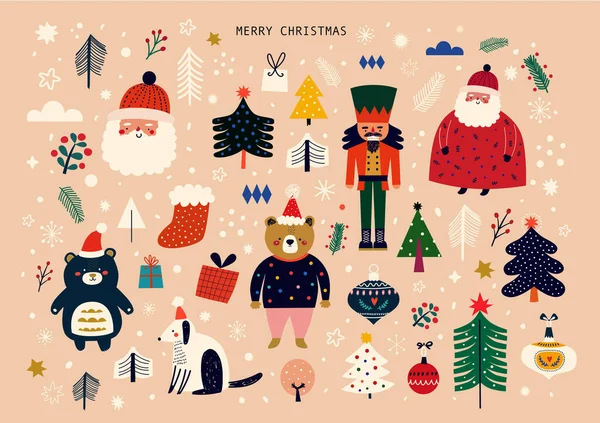 クリスマスカラフルなベクトルイラストのためのグリーティングカード — ストックベクタ