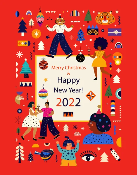 Red Christmas Banner Colorful Vector Illustration — Stock Vector