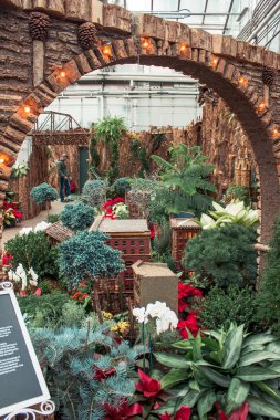 Köprü, bir tatil modeli tren görüntüsünü çerçeveliyor