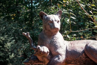 Bahçede bir yaz günü Puma heykeli