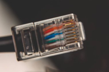 Ethernet kablosunun makro görüntüsü