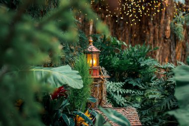 Bir tatil tren gösterisinde fener manzarası