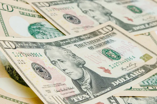 Money background with US Dollar Bills Stockafbeelding