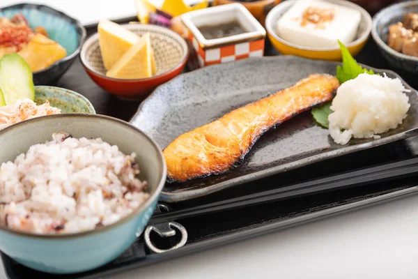 Colorful Japanese Cuisine Breakfast Set Meals — Stock Photo, Image