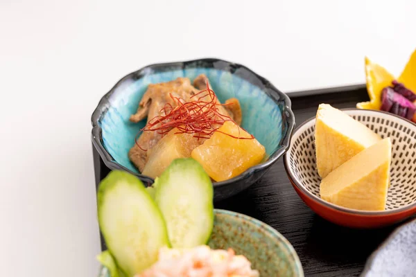 Bucătărie Japoneză Colorată Mic Dejun Mese Setate — Fotografie, imagine de stoc