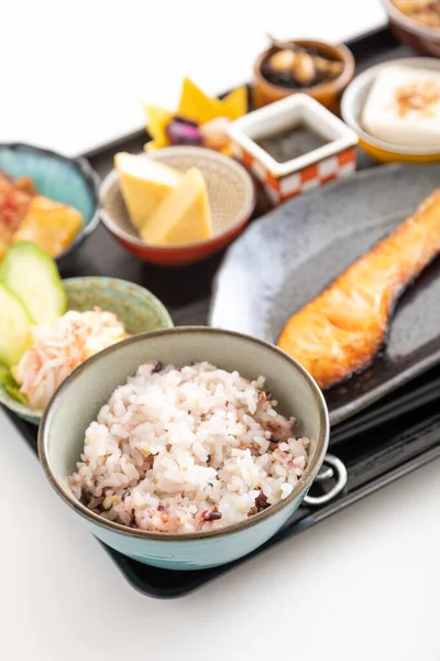 Cucina Giapponese Variopinta Colazione Pasti Fissi — Foto Stock