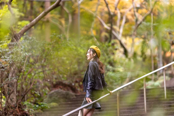 Beautiful Autumn Leaves Beautiful Japanese Women Japa — Photo