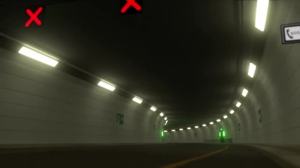 Realistic Rendering Sport Car Driving Fast High Speed Road Tunnel — 图库视频影像