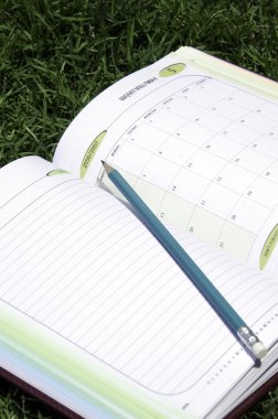 bir kalem ile kitapları.