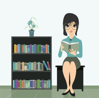 Woman Reading. clipart