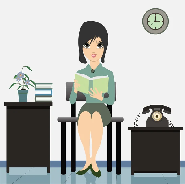 Woman Reading. — Stock Vector