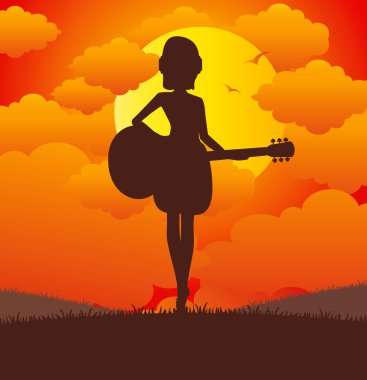 Gitar çalan kadın