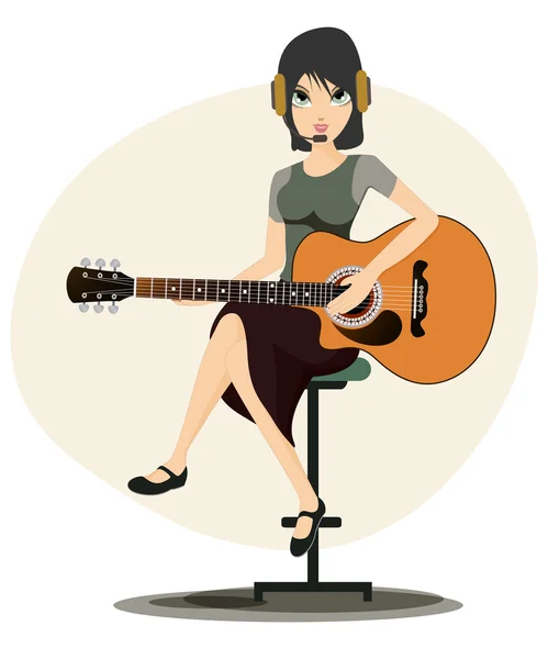 Woman playing guitar — Stock Vector