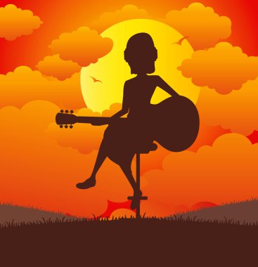 Gitar çalan kadın