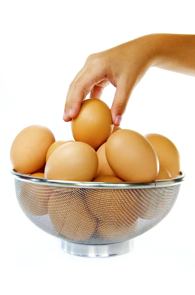 Eggs by hand — Stock Photo, Image