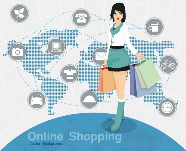 Cumpărături online — Vector de stoc