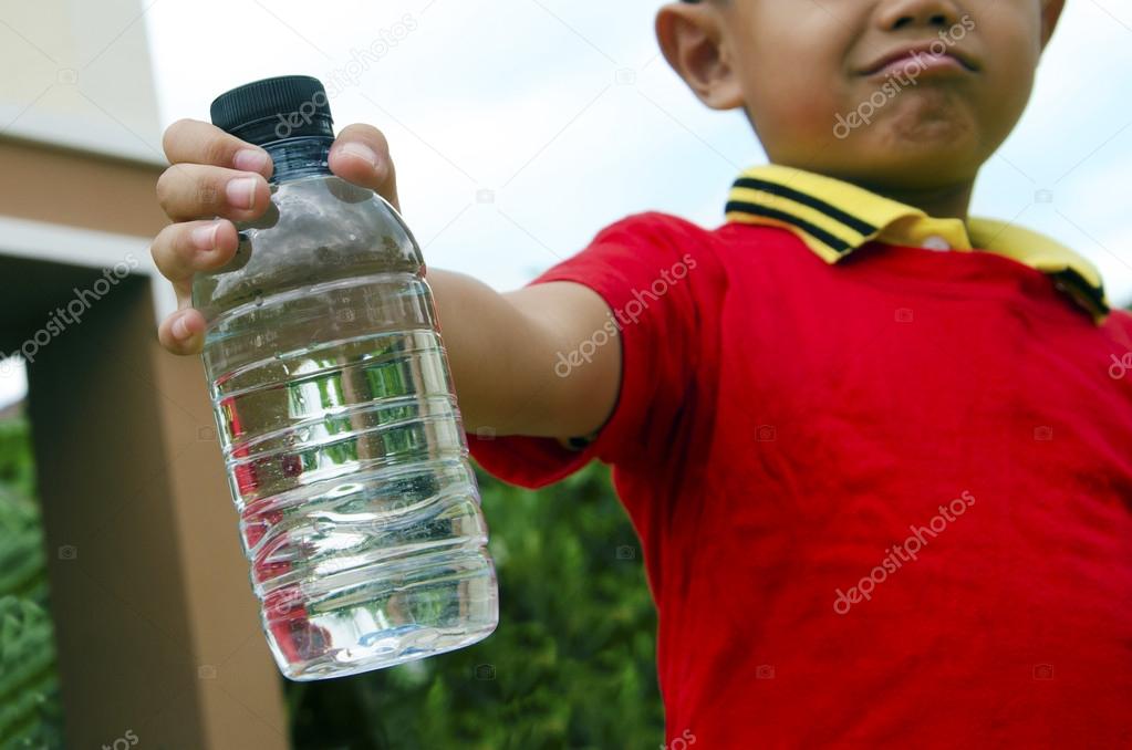 Bottle of water in hand