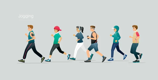 Male Female Public Jogging Gray Background — Stock vektor