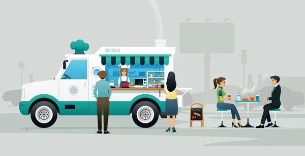 People Waiting Buy Food Street — Stock vektor