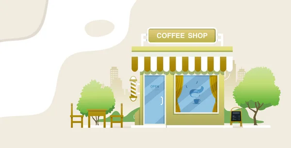 Coffee Shop Tables City Background — Stockvektor