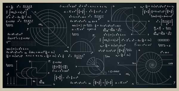 Fórmulas Matemáticas Científicas Para Encontrar Área Círculo Una Pizarra — Archivo Imágenes Vectoriales