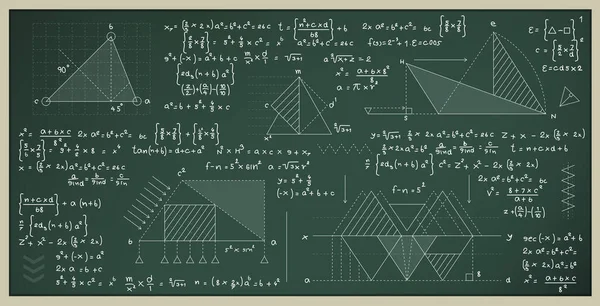 Mathematical Scientific Formulas Finding Area Triangle Blackboard — стоковый вектор