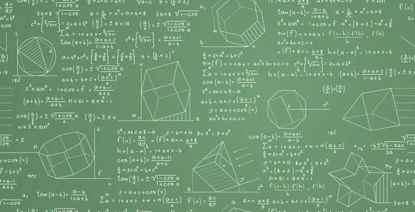 Formas Geométricas Sin Costuras Con Números Fórmulas Una Pizarra — Archivo Imágenes Vectoriales