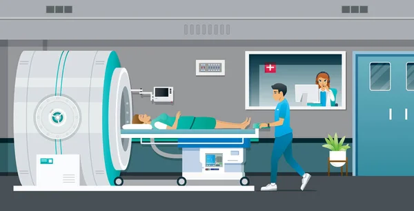 Medical Technician Examining Patient Mri Machine — Wektor stockowy