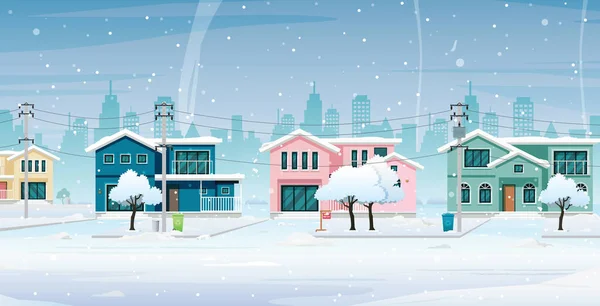 House Community Snow City — 图库矢量图片