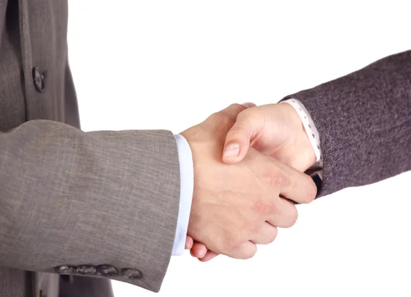 Two businessmen hands handshake isolated on white — Stock Photo, Image