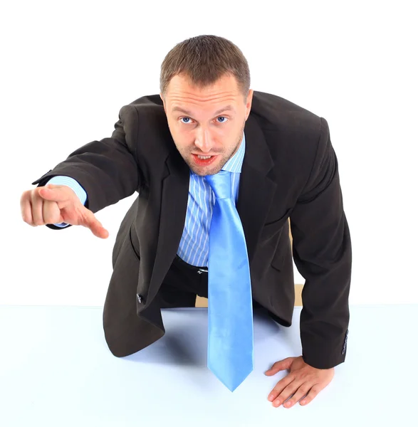 Homem de negócios irritado gritando e apontando para você — Fotografia de Stock