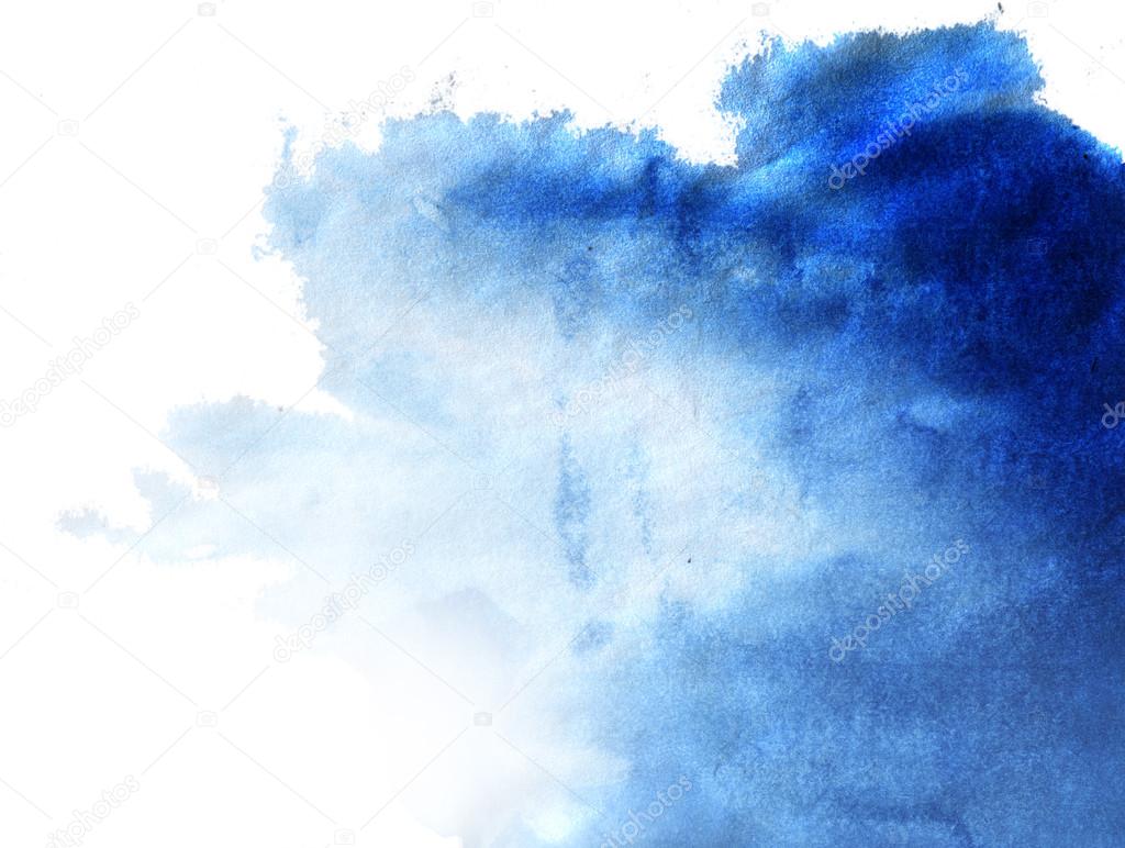 Abstract blue watercolor hand painted background