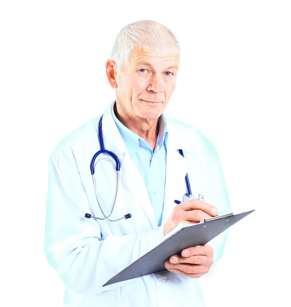 Médecin avec stéthoscope. Isolé sur fond blanc — Photo