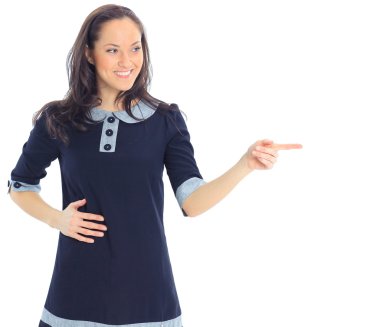 boşaltmak işaret eden bir genç güzel iş kadını