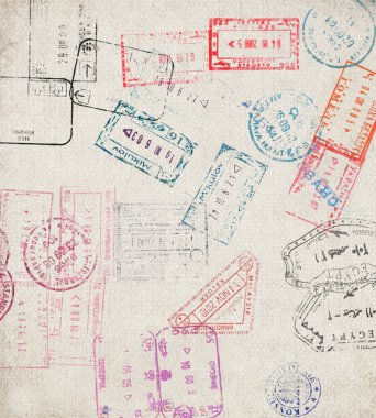 farklı pasaport pulları ile arka plan seyahat