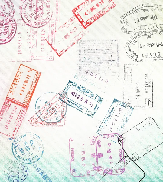 farklı pasaport pulları ile arka plan seyahat