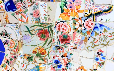 yakın çekim seramik park guell Barcelona gaudi tarafından oluşturulmuş